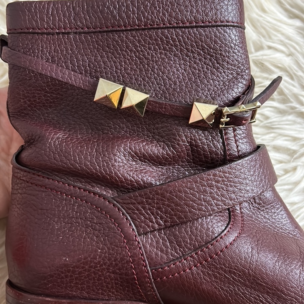 Valentino Rouge Absolute' studded Moto Boot 37.5 women’s DARK RED Preowned - Picture 9 of 12